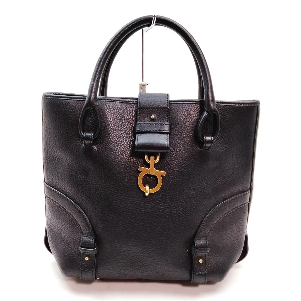 Salvatore Ferragamo Black Satchel with Gold Hardware